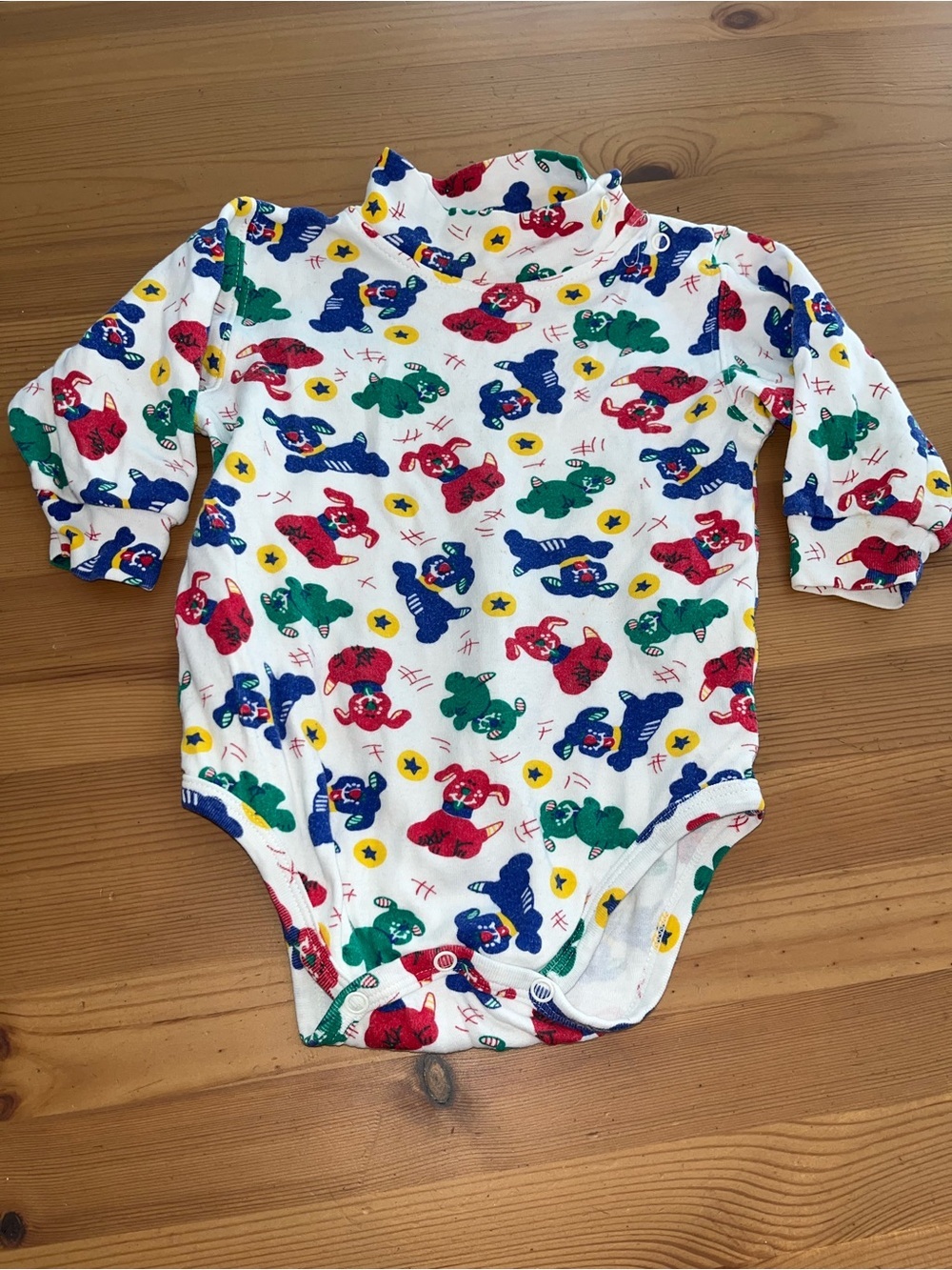 Vintage Eaton Baby Teddy Bear Print Bodysuit 12 Months